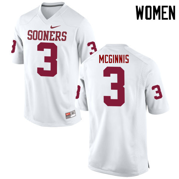 Women Oklahoma Sooners #3 Connor McGinnis College Football Jerseys Game-White - Click Image to Close